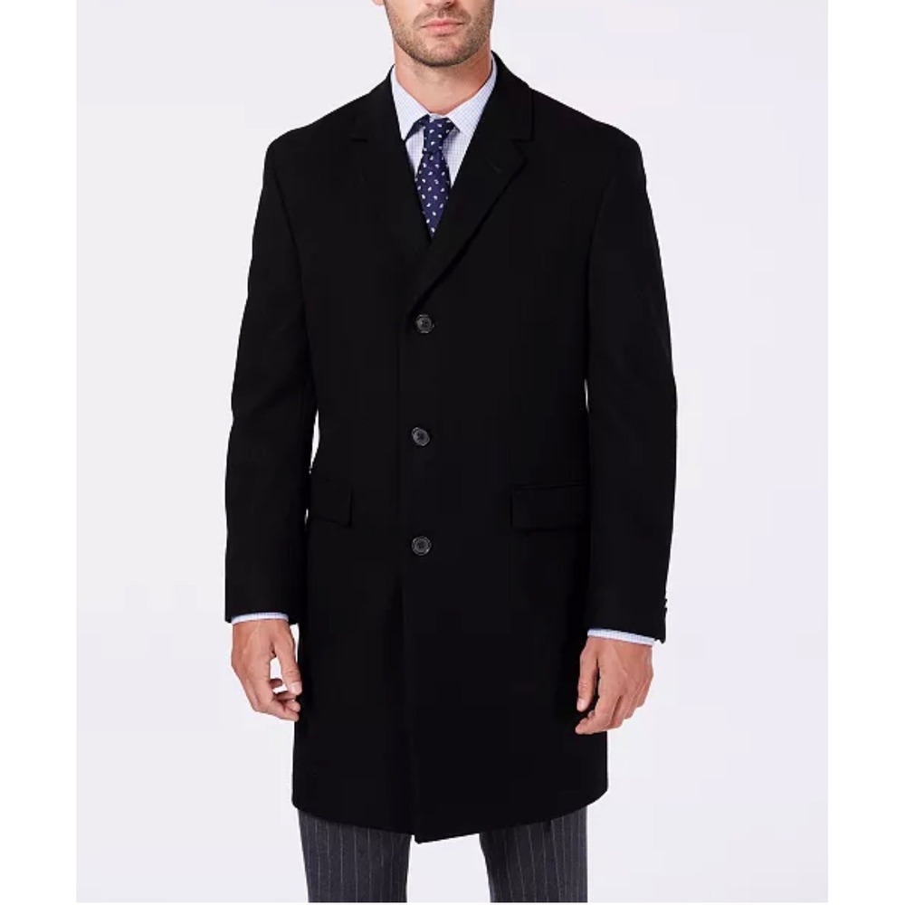NWT Nautica Men's Classic-Fit Batten‎ Overcoat Black Sz 42L $395